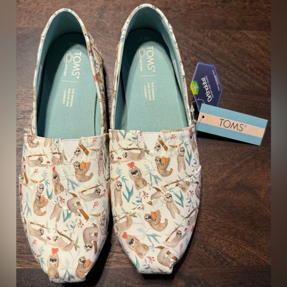 Toms Shoes - TOMS Women's Sloth Print Canvas Flats - Cream